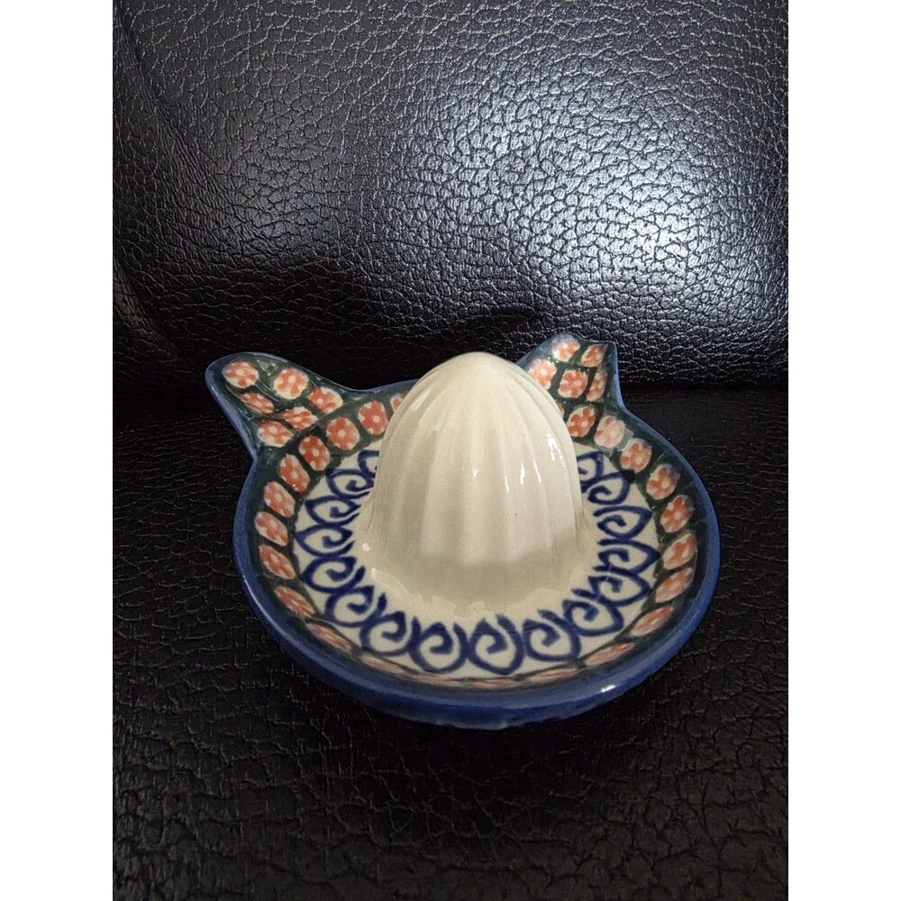 Polish Pottery Boleslawiec Citrus Lemon Juicer Blue Floral 11-57-A Mini Small
